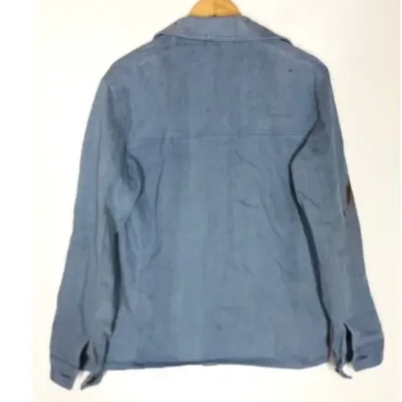 Benjamin Benmoyal Cassette Overshirt Striped Denim Oversized Shirt Jacket Top Bl - Picture 4 of 11